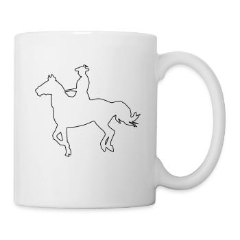 Pfer mit traditionellem Reiter Oneline Minimal - Tasse - Weiß - Rechts