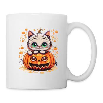Chat doux à la citrouille - Mug blanc - blanc - Droite