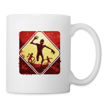 Signe d’avertissement de Zombie d’Halloween - Mug blanc - blanc - Droite
