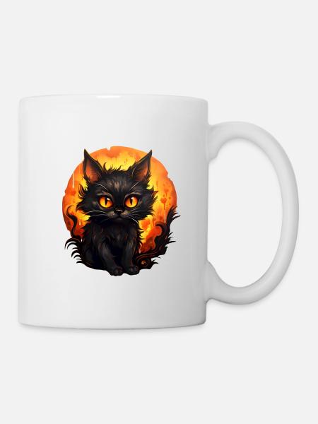 Halloween Kater - Tasse - Weiß