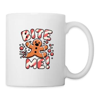 Bite Me - Gingerbread Man Design - Mug - white - Right