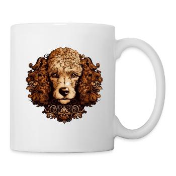 Pudel Hund Kopf Tier - Tasse - Weiß - Rechts