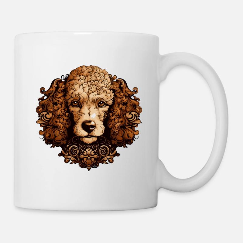 Pudel Hund Kopf Tier - Tasse - Weiß