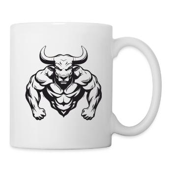 Bulle Stier Muskeln Workout Gym - Tasse - Weiß - Rechts