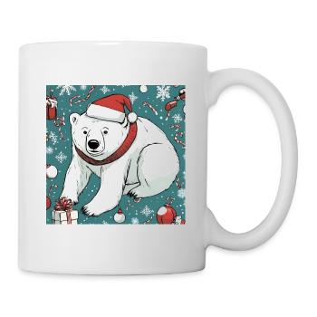 Ours polaire avec bonnet de Père Noël - Mug blanc - blanc - Droite