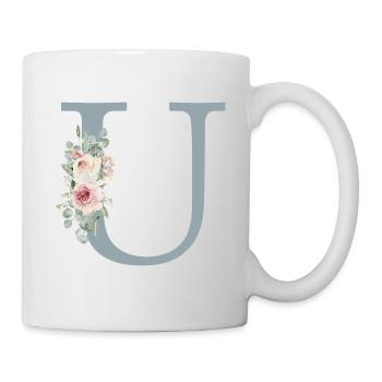 U| Monogram | Eucalyptus Pastel Flower Blue - Mug - white - Right