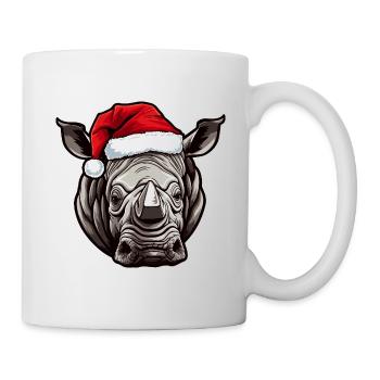 Rhinocéros Portrait Noël - Mug blanc - blanc - Droite