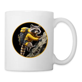 Mountaineering raccoon for hikers and mountaineering fans - Mug - white - Right
