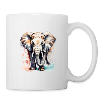Elefant in Farben - Tasse - Weiß - Rechts