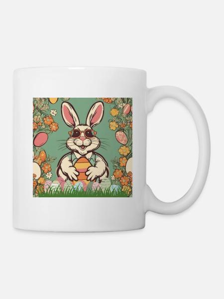 Easter Bunny Retro Sunglasses Easter Easter Eggs Cool - Mug - white