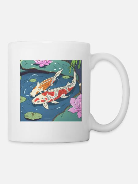Koi Karpfen in einem Teich - Tasse - Weiß