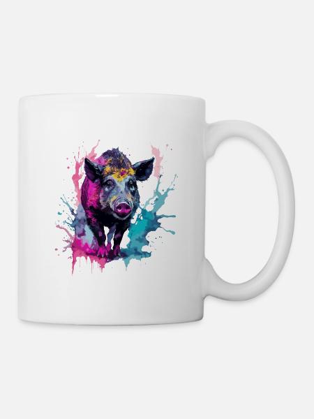 Wild boar in Watercolors - Mug - white