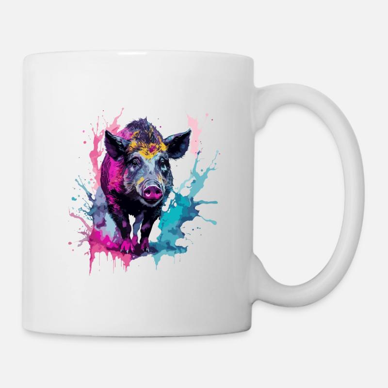 Wild boar in Watercolors - Mug - white