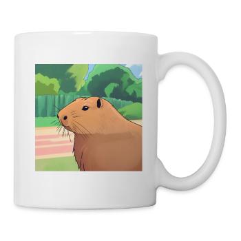 Ein brauner Capybara - Tasse - Weiß - Rechts