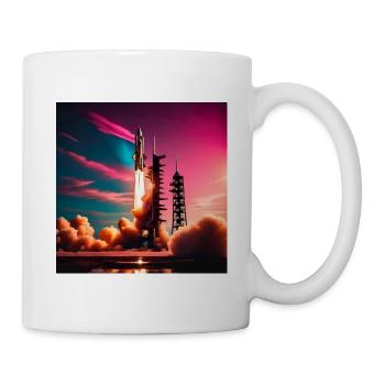 Rocket launch at sunset - Mug - white - Right