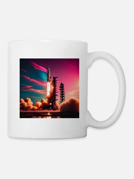 Rocket launch at sunset - Mug - white