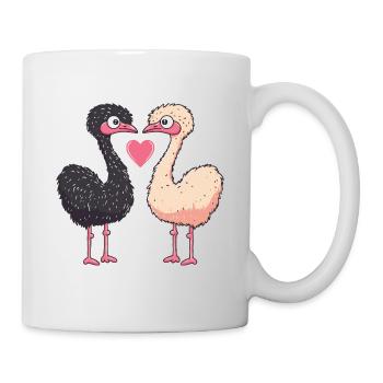Ostrich Comic Couple Love - Mug - white - Right