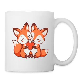 Fuchs Comic Paar Liebe - Tasse - Weiß - Rechts