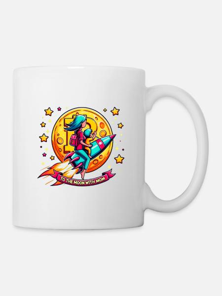 Bitcoin to the moon with Mom - Tasse - Weiß
