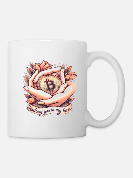 Hodling you in my heart Bitcoin Mom - Tasse - Weiß