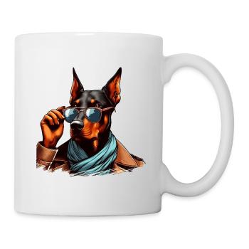 Doberman Wearing Sunglasses - Mug - white - Right