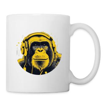 Monkey chilling with headphones - Mug - white - Right