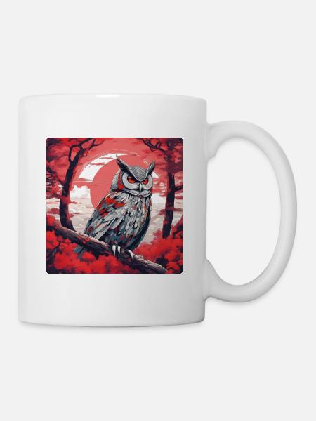 Hibou d’anime la nuit - Mug blanc - blanc