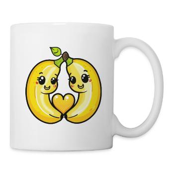 Banane Couple Amour Coeur Saint Valentin - Mug blanc - blanc - Droite