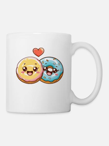 Donuts Paar Liebe Herz Valentinstag - Tasse - Weiß