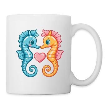 Hippocampe Couple Amour Couple Amoureux - Mug blanc - blanc - Droite