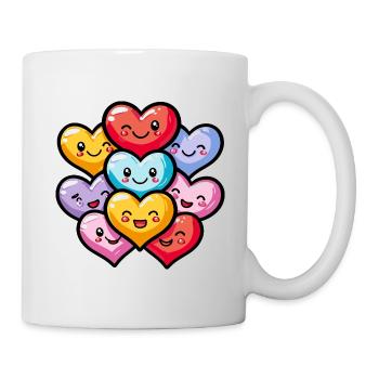 Coeurs colorés dans l’amour mignon amour bande dessinée - Mug blanc - blanc - Droite