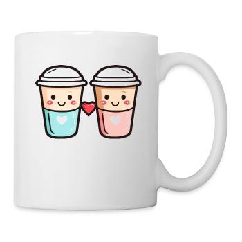 Coffee to go Paar Liebe Herz Kaffee Valentinstag - Tasse - Weiß - Rechts
