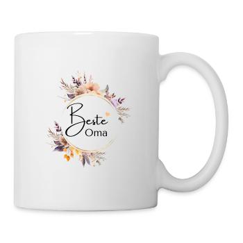 Beste Oma! Boho-Blumen-Kreis - Tasse - Weiß - Rechts