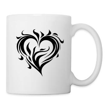 Tatouage d'amour de feu de coeur - Mug blanc - blanc - Droite