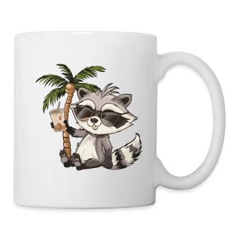 Waschbär Bier Lustig Saufen - Tasse - Weiß - Rechts