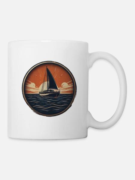 Voilier au coucher du soleil - Mug blanc - blanc