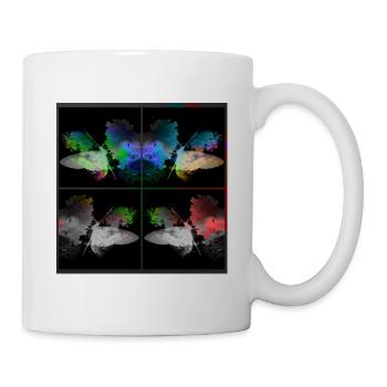 Papillons 4 fois colorés - Mug blanc - blanc - Droite