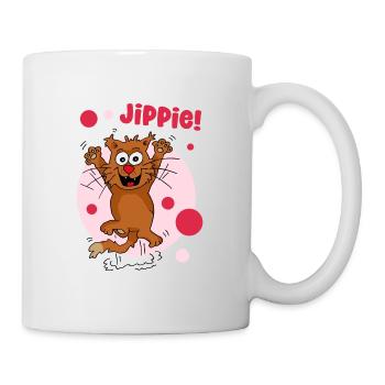 jippie - Fröhliche Katze - Tasse - Weiß - Rechts