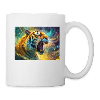 Tigre rugissant coloré - Mug blanc - blanc - Droite