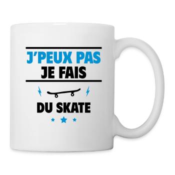 J'peux pas, je fais du skate, skateur, skateboard - Mug blanc - blanc - Droite