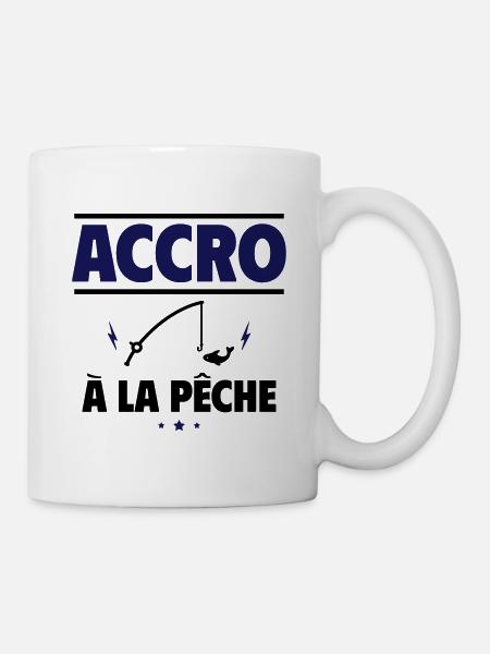 accro à la pêche - Mug blanc - blanc