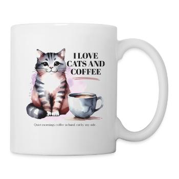 Kaffee und Katzen - Tasse - Weiß - Rechts