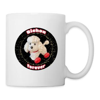 Bichon forever paillettes rond - Mug blanc - blanc - Droite
