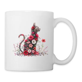 A majestic cat with floral accents - Mug - white - Right