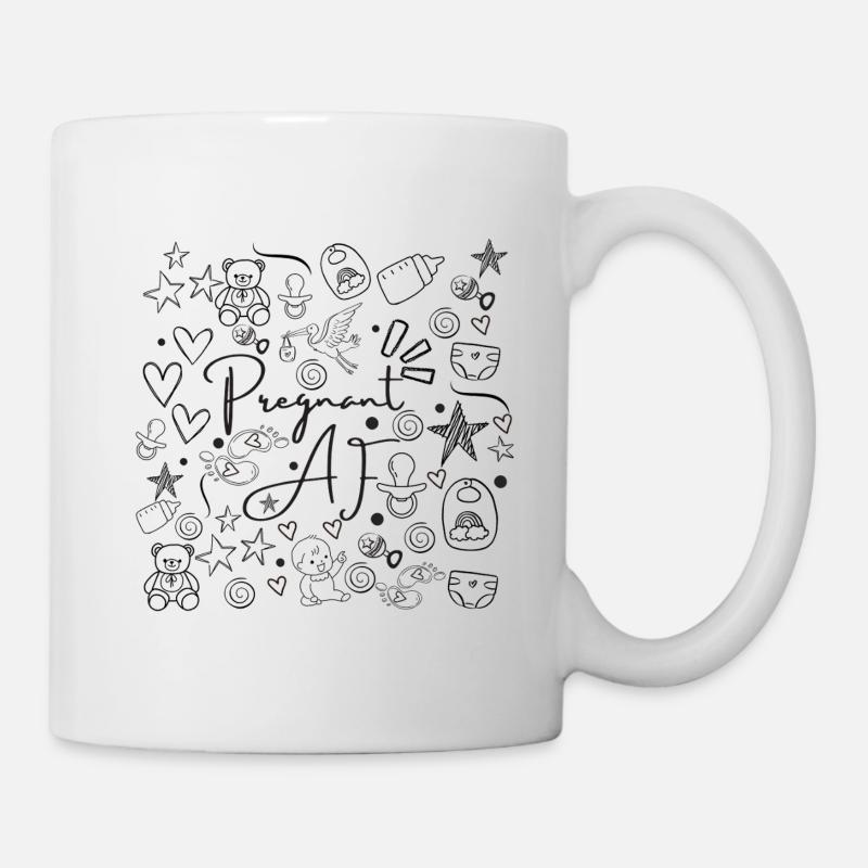 Pregnant AF - Conception de doodle de grossesse amusante - Mug blanc - blanc