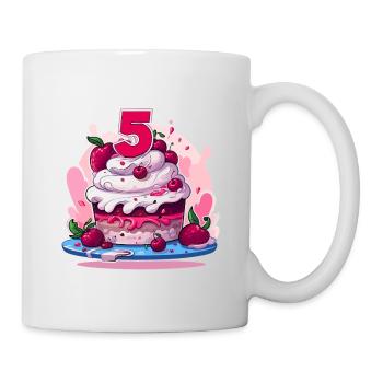 5 year old cake - Mug - white - Right
