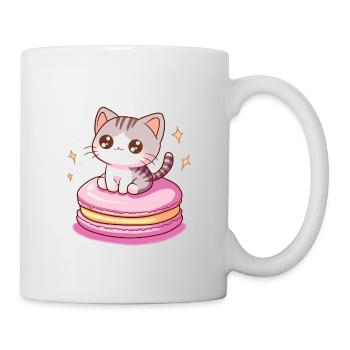 chat macaron - Mug blanc - blanc - Droite