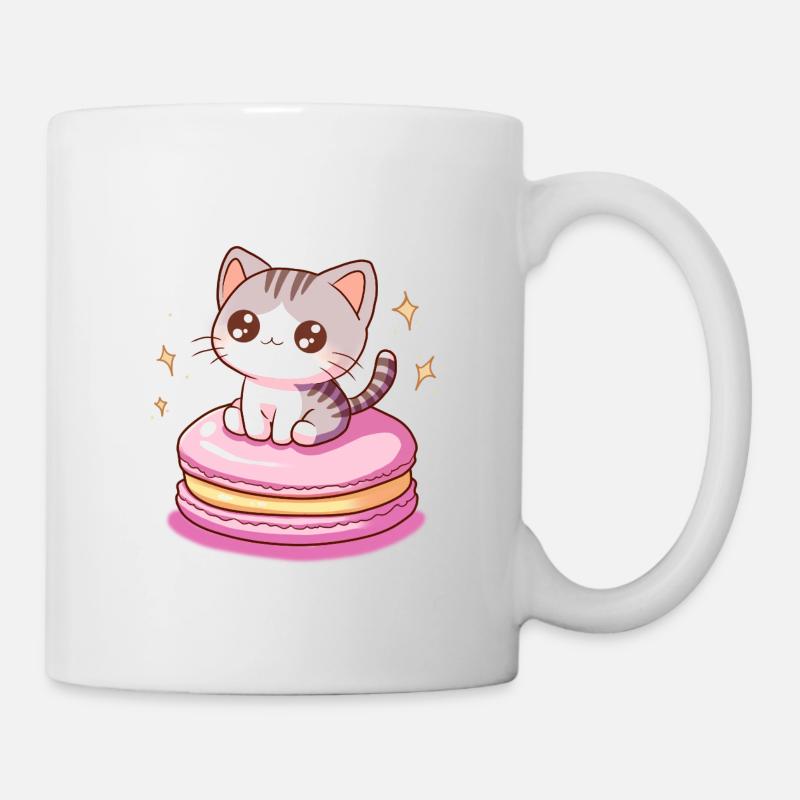 chat macaron - Mug blanc - blanc