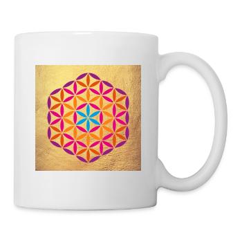 Poster Gold Flower of Life Yoga Indien om Namaste - Tasse - Weiß - Rechts