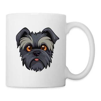Affenpinscher Hund Kopf im Comic Cartoon Look - Tasse - Weiß - Rechts